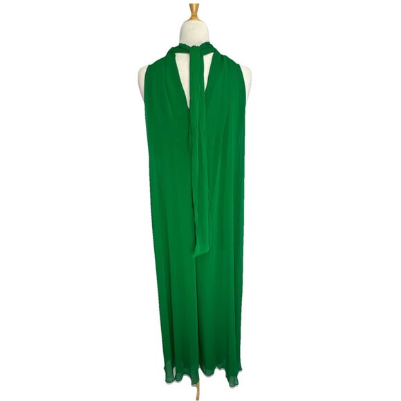 MSK Size Large Lush Green Self-Tie Halter Sleeveless Wide-Leg Jumpsuit Lined - Picture 4 of 9